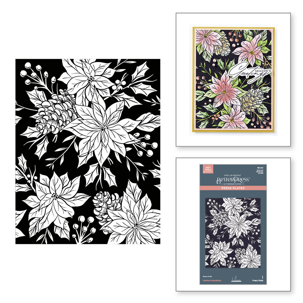 Spellbinders Festive Poinsettias Press Plate (BP-226) Spellbinders Festive Poinsettias Press Plate (BP-226)