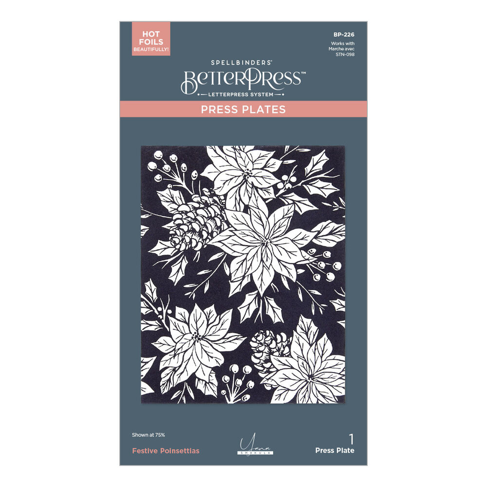 Spellbinders Festive Poinsettias Press Plate (BP-226) Spellbinders Festive Poinsettias Press Plate (BP-226)