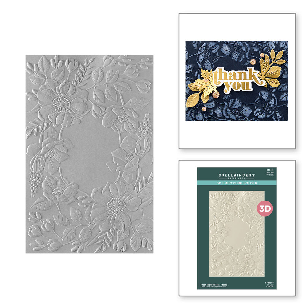 Spellbinders Fresh Picked Floral Frame 3D Embossing Folder (E3D-101) (DISCONTINUED) Spellbinders Fresh Picked Floral Frame 3D Embossing Folder (E3D-101) (DISCONTINUED)