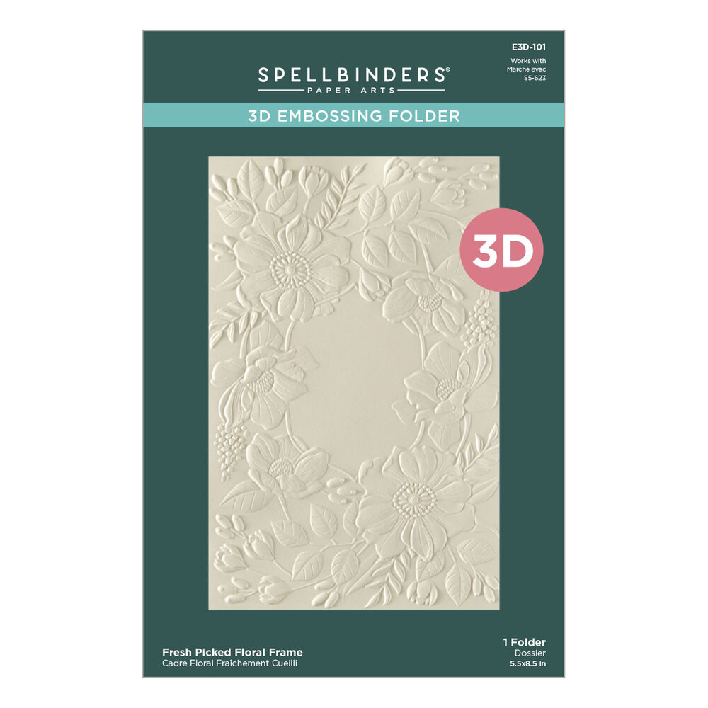 Spellbinders Fresh Picked Floral Frame 3D Embossing Folder (E3D-101) (DISCONTINUED) Spellbinders Fresh Picked Floral Frame 3D Embossing Folder (E3D-101) (DISCONTINUED)