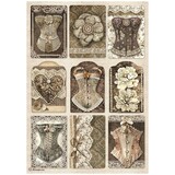 Stamperia Old Lace A4 Rice Paper Corsets (6pcs) (DFSA4962)
