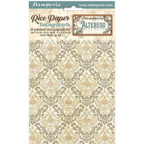 Stamperia Alterego A6 Rice Paper Backgrounds (8pcs) (DFSAK6031) Stamperia Alterego A6 Rice Paper Backgrounds (8pcs) (DFSAK6031)