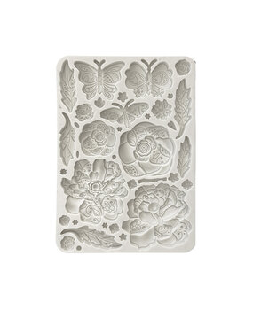 Stamperia Old Lace Silicon Mould A5 Butterfly and Flowers (KACMA544)
