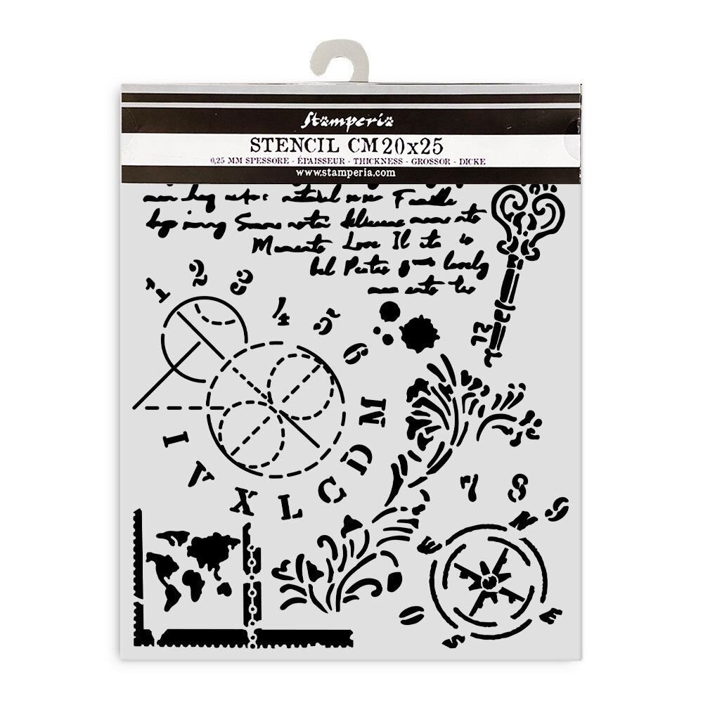 Stamperia Alterego Thick Stencil 20x25cm Key, Numbers  (KSTD171)