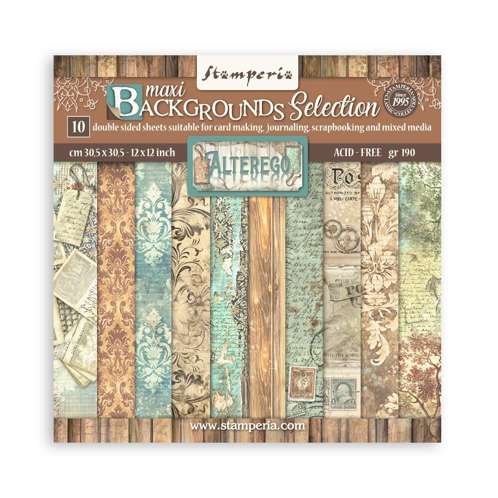 Stamperia Alterego 12x12 Inch Paper Pack Maxi Backgrounds Selection (SBBL162)