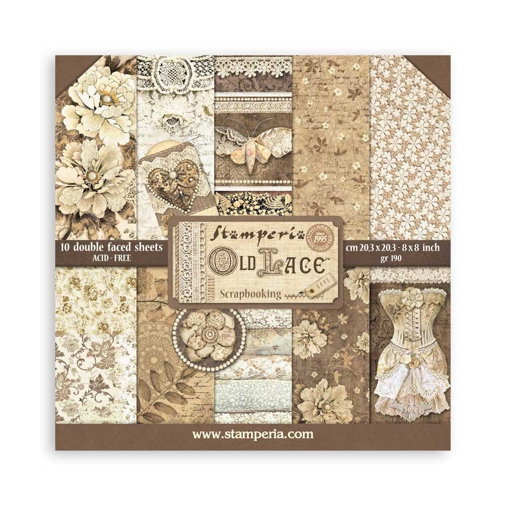 Stamperia Old Lace 8x8 Inch Paper Pack (SBBS116) Stamperia Old Lace 8x8 Inch Paper Pack (SBBS116)