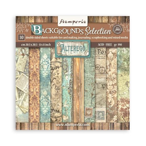 Stamperia Alterego 8x8 Inch Paper Pack Maxi Backgrounds Selection (SBBS117) Stamperia Alterego 8x8 Inch Paper Pack Maxi Backgrounds Selection (SBBS117)