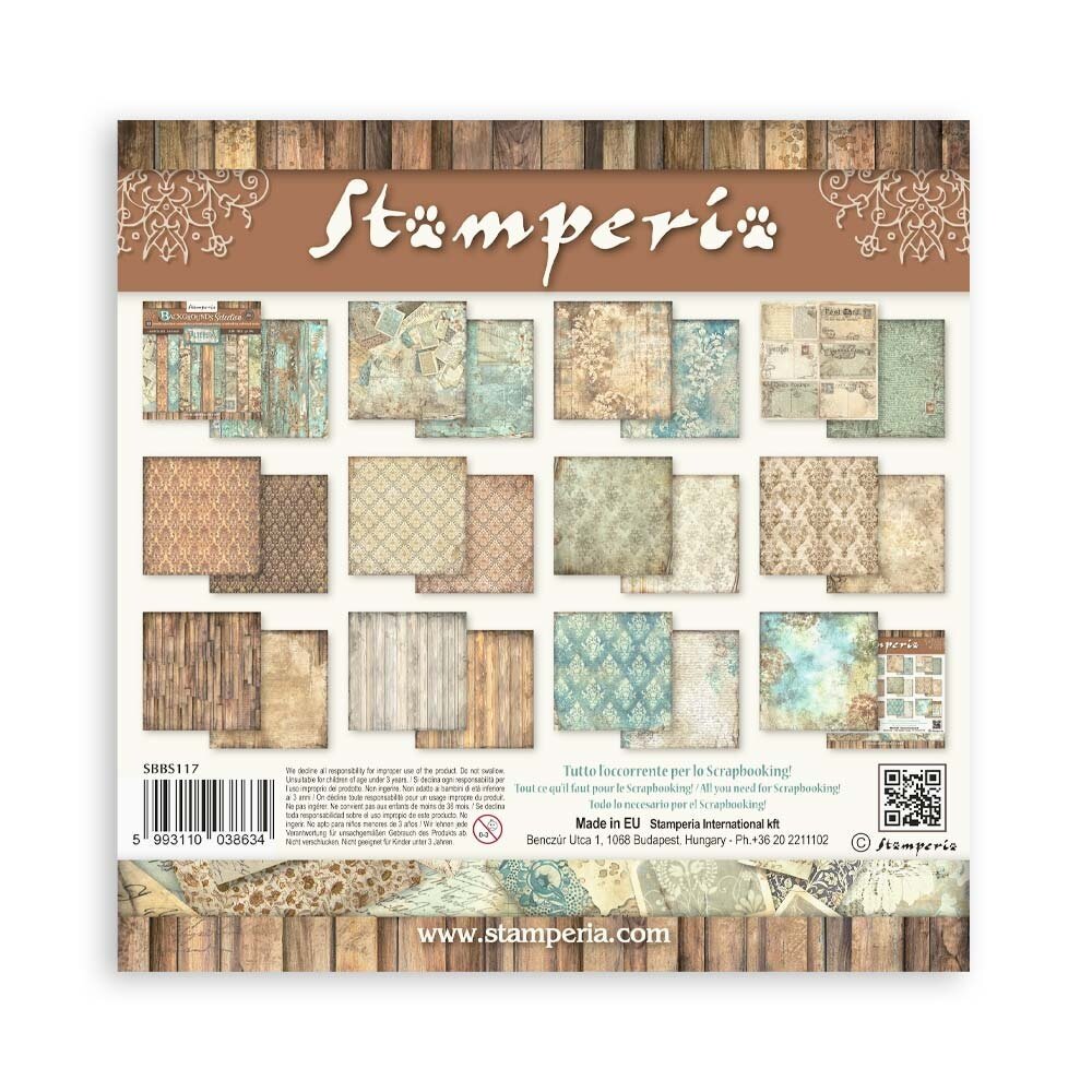 Stamperia Alterego 8x8 Inch Paper Pack Maxi Backgrounds Selection (SBBS117) Stamperia Alterego 8x8 Inch Paper Pack Maxi Backgrounds Selection (SBBS117)