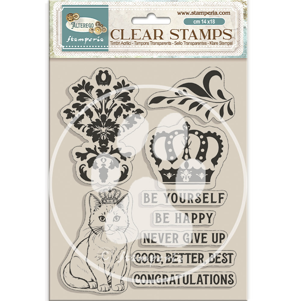 Stamperia Alterego Clear Stamps Crown and Cat (WTK202)