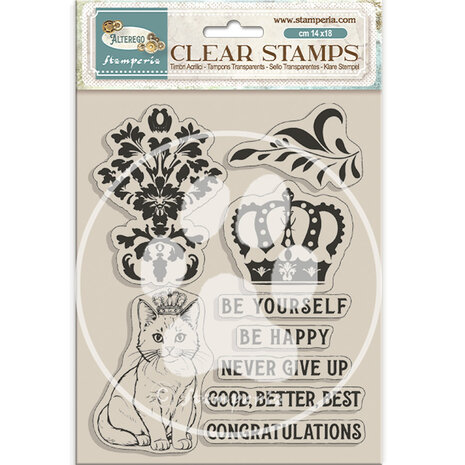 Stamperia Alterego Clear Stamps Crown and Cat (WTK202)