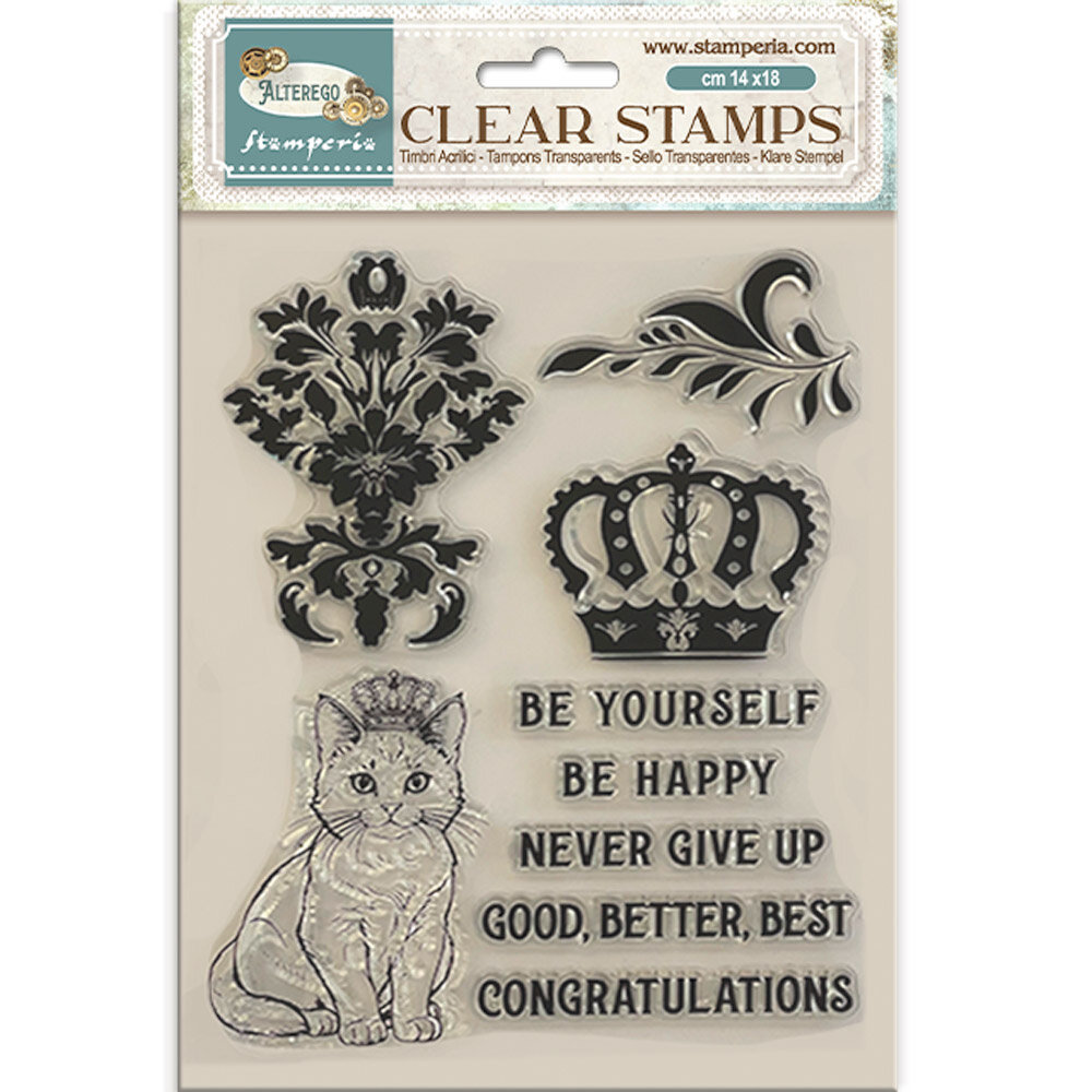 Stamperia Alterego Clear Stamps Crown and Cat (WTK202)