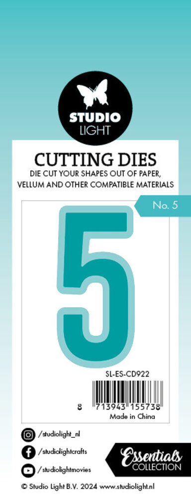 Studio Light Cutting Die Number 5 Essentials 32x56x1mm 1 PC nr.922 (SL-ES-CD922) (DISCONTINUED) Studio Light Cutting Die Number 5 Essentials 32x56x1mm 1 PC nr.922 (SL-ES-CD922) (DISCONTINUED)