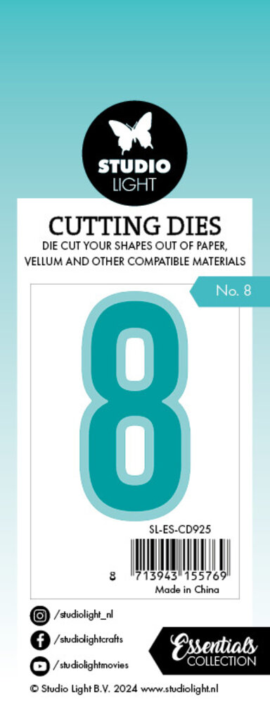 Studio Light Cutting Die Number 8 Essentials 32x56x1mm 1 PC nr.925 (SL-ES-CD925) (DISCONTINUED) Studio Light Cutting Die Number 8 Essentials 32x56x1mm 1 PC nr.925 (SL-ES-CD925) (DISCONTINUED)