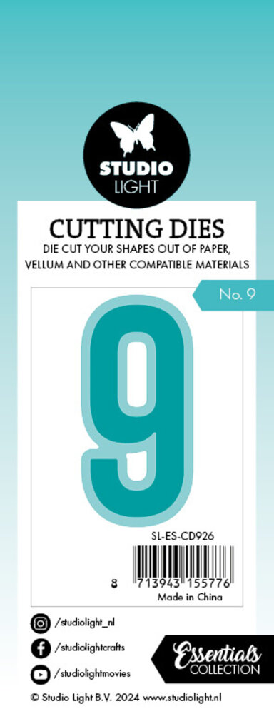 Studio Light Cutting Die Number 9 Essentials 32x56x1mm 1 PC nr.926 (SL-ES-CD926) (DISCONTINUED) Studio Light Cutting Die Number 9 Essentials 32x56x1mm 1 PC nr.926 (SL-ES-CD926) (DISCONTINUED)