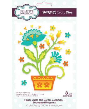 Creative Expressions Cathie Shuttleworth Paper Cuts Craft Dies Folk Flowers Enchanted Blossoms (CEDPC1250) (OUTLET)