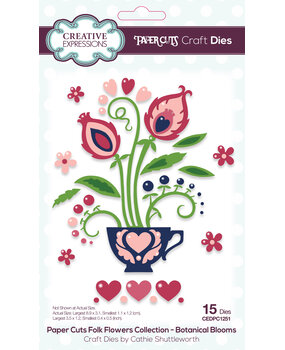 Creative Expressions Cathie Shuttleworth Paper Cuts Craft Dies Folk Flowers Botanical Blooms (CEDPC1251) (OUTLET)