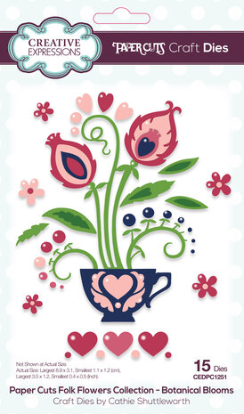 Creative Expressions Cathie Shuttleworth Paper Cuts Craft Dies Folk Flowers Botanical Blooms (CEDPC1251) (OUTLET)