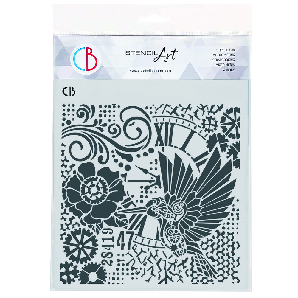 Ciao Bella Esprit de Voyage 8x8 Inch Texture Stencil Clockwork Whimsy (MS8-059) Ciao Bella Esprit de Voyage 8x8 Inch Texture Stencil Clockwork Whimsy (MS8-059)