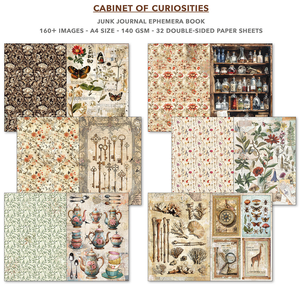 Ciao Bella Cabinet of Curiosities A4 Junk Journal Ephemera Book (32pcs) (CBB002)