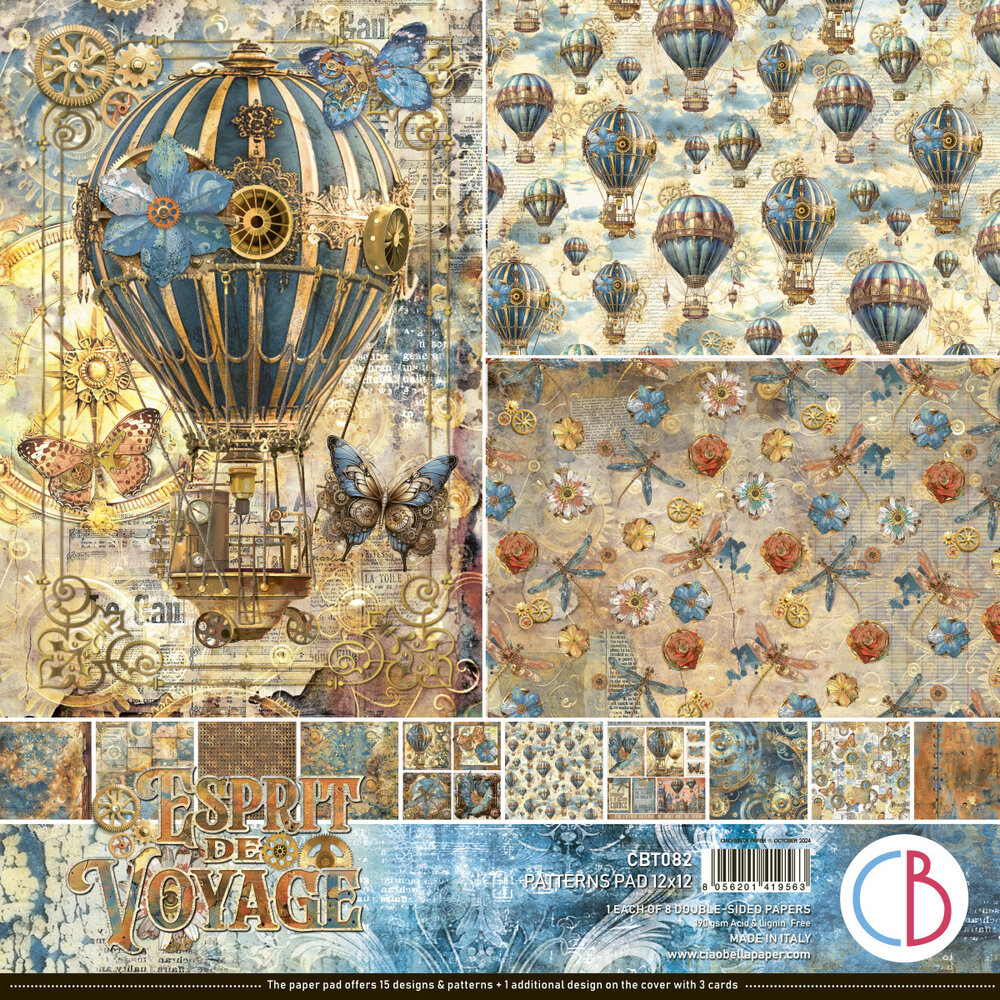 Ciao Bella Esprit de Voyage 12x12 Inch Patterns Pad (8pcs) (CBT082)