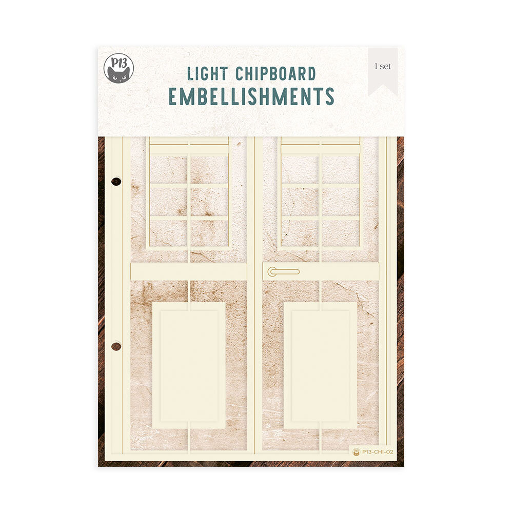 P13 Light Chipboard 6x8 Inch Album Base w/Papers Door (P13-ALB-02)