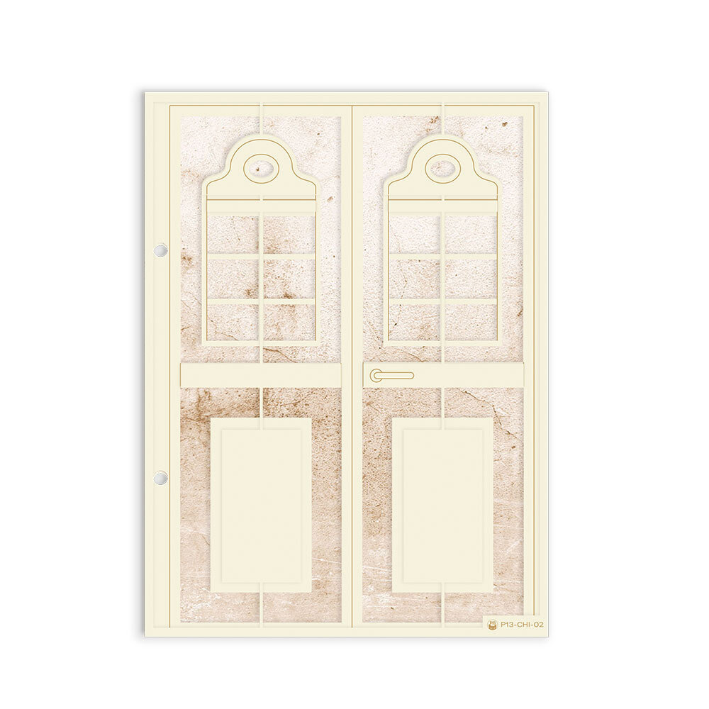 P13 Light Chipboard 6x8 Inch Album Base w/Papers Door (P13-ALB-02)