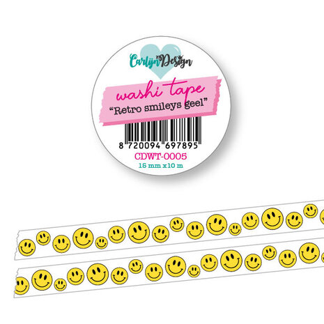 CarlijnDesign Washi Tape Retro Smileys Yellow (CDWT-0005) CarlijnDesign Washi Tape Retro Smileys Yellow (CDWT-0005)