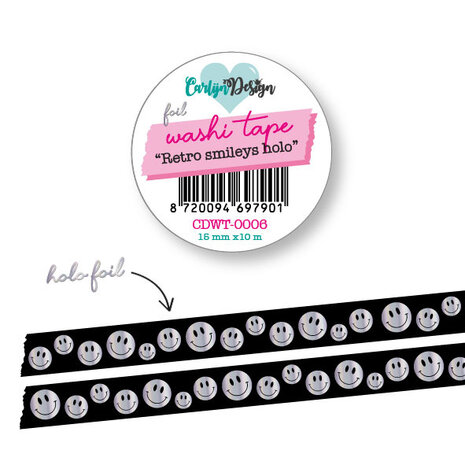 CarlijnDesign Washi Tape Retro Smileys Holo (CDWT-0006)
