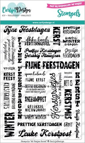 CarlijnDesign Clear Stamps A6 Vakjes Kerst (CDST-0129)