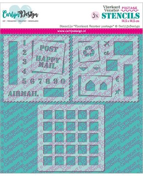 CarlijnDesign Stencils Square Window Postage (CDSC-0038)