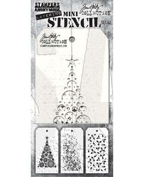 Stampers Anonymous Set #62 Tim Holtz Layering Mini Stencil (3pcs) (THMST062)
