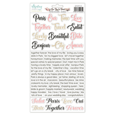 Mintay See You In Paris 6x12 Inch Paper Stickers Words (MT-SYP-13)