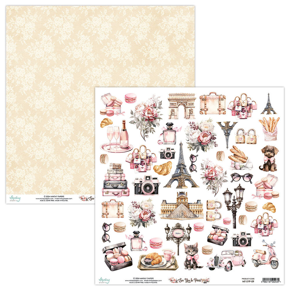 Mintay See You In Paris 12x12 Inch Scrapbooking Paper Set (MT-SYP-07) Mintay See You In Paris 12x12 Inch Scrapbooking Paper Set (MT-SYP-07)