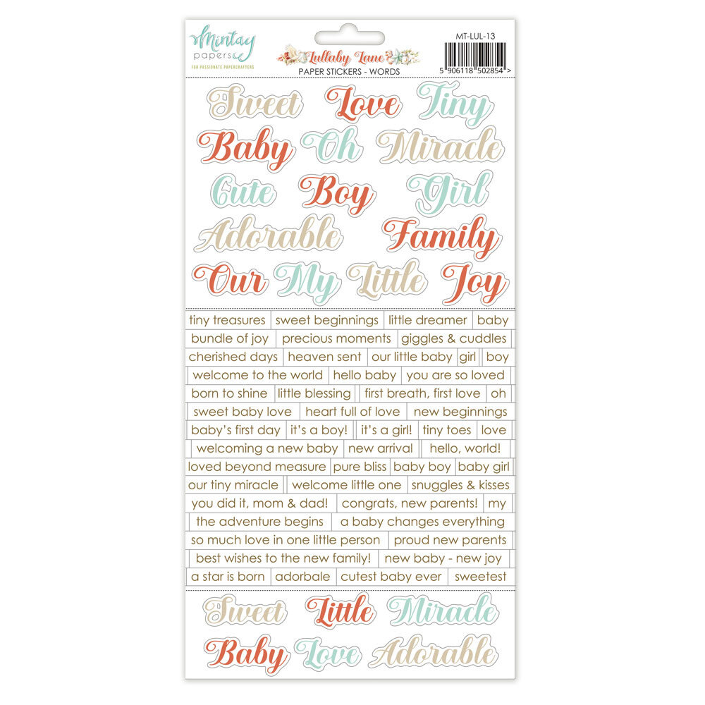Mintay Lullaby Lane 6x12 Inch Paper Stickers Words (MT-LUL-13)