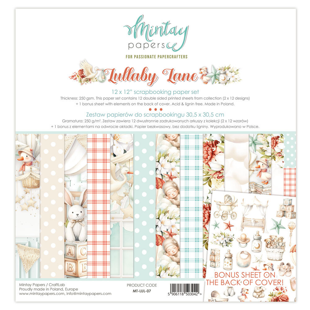 Mintay Lullaby Lane 12x12 Inch Scrapbooking Paper Set (MT-LUL-07)