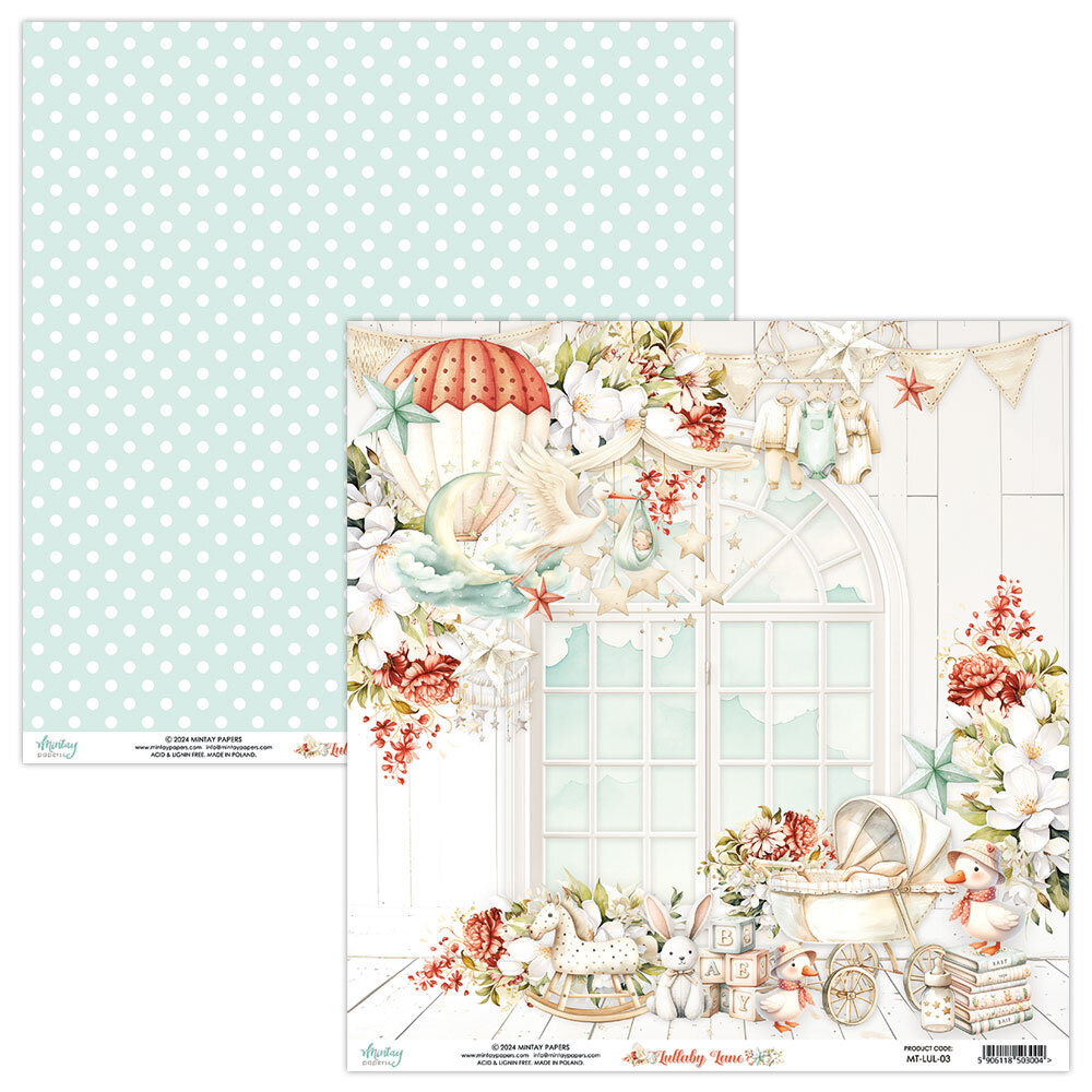 Mintay Lullaby Lane 12x12 Inch Scrapbooking Paper Set (MT-LUL-07)