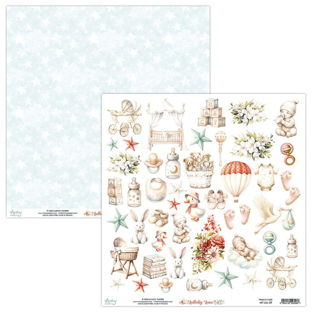 Mintay Lullaby Lane 12x12 Inch Scrapbooking Paper Set (MT-LUL-07)