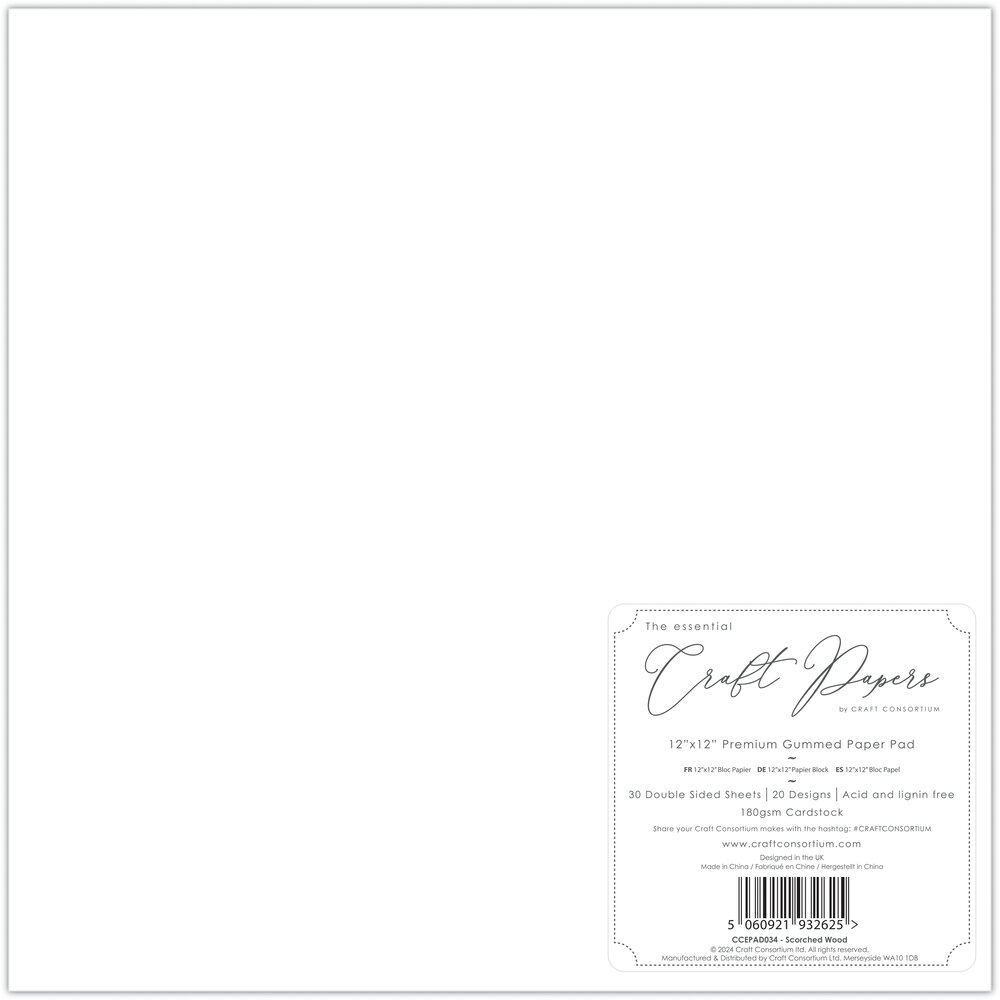 Craft Consortium Essential Craft Papers 12x12 Inch Paper Pad Scorched Wood (CCEPAD034) Craft Consortium Essential Craft Papers 12x12 Inch Paper Pad Scorched Wood (CCEPAD034)