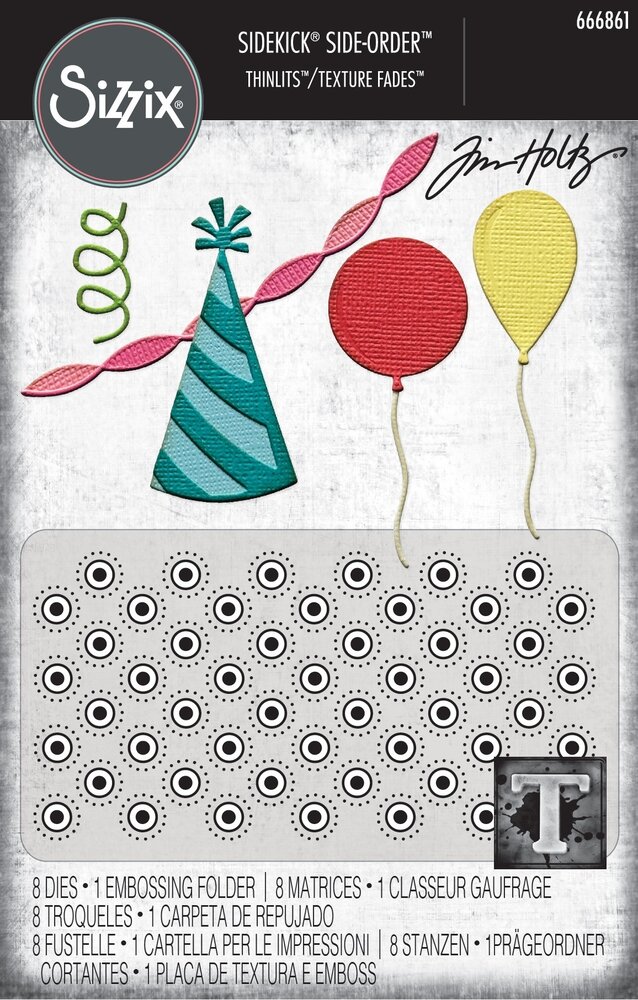Sizzix 2D Texture Fades w/ Thinlits Die by Tim Holtz Vault Side Order Celebrate (1+8pcs) (666861) Sizzix 2D Texture Fades w/ Thinlits Die by Tim Holtz Vault Side Order Celebrate (1+8pcs) (666861)