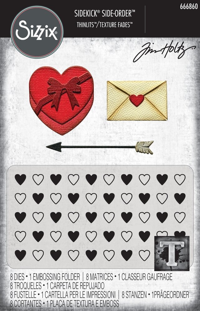 Sizzix 2D Texture Fades w/ Thinlits Die by Tim Holtz Vault Side Order Love Notes (1+8pcs) (666860)