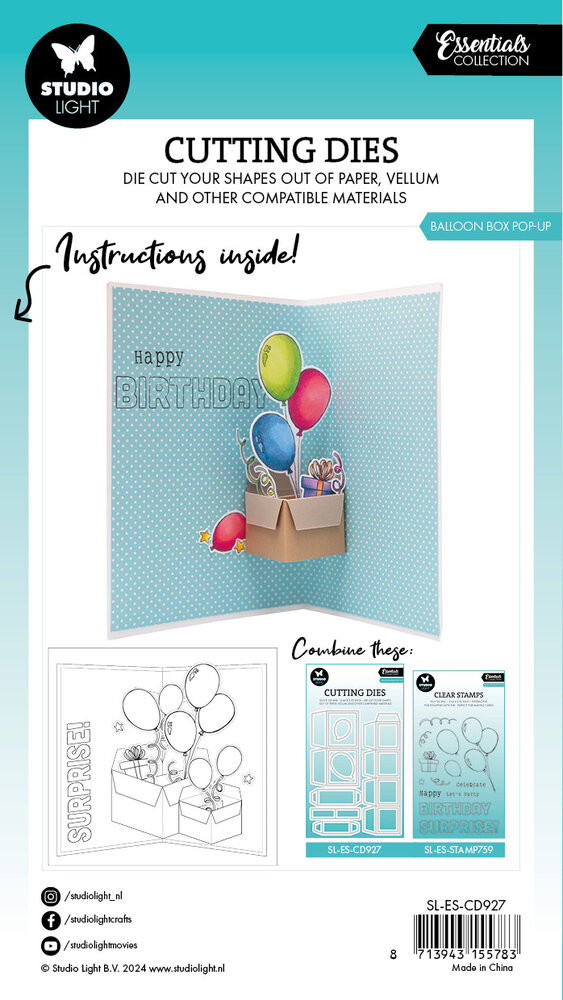 Studio Light Balloon Box Pop-Up Essentials Cutting Die (SL-ES-CD927) (DISCONTINUED)