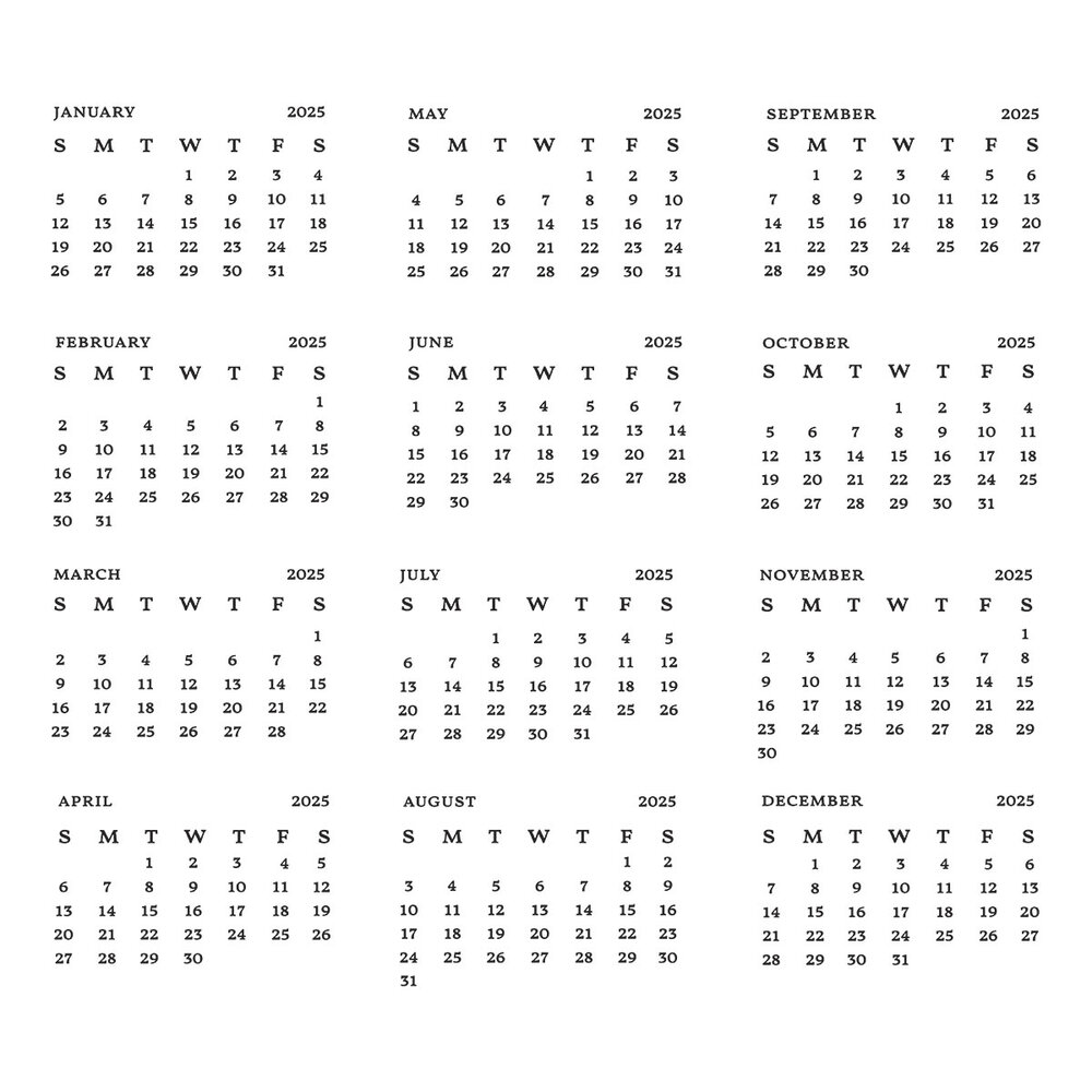 Spellbinders 2025 DIY Calendar Press Plates (BP-263) (DISCONTINUED)