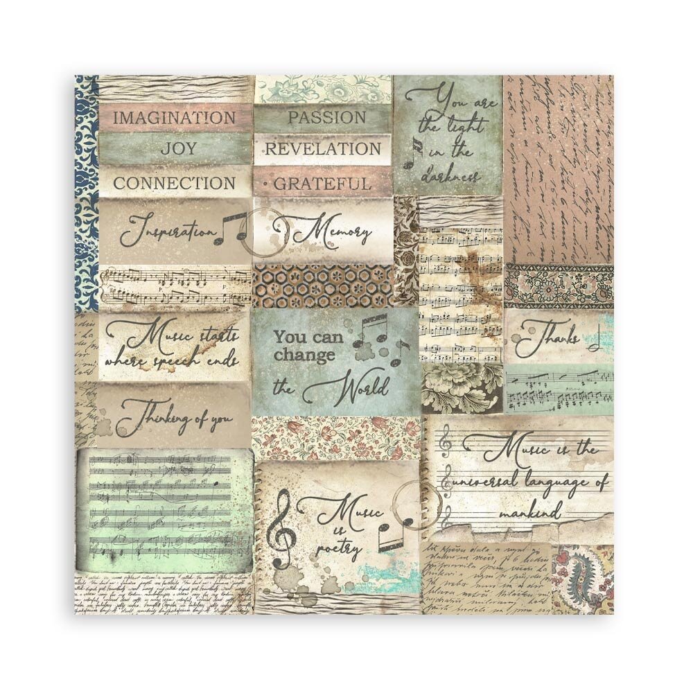 Stamperia Music 12x12 Inch Paper Pack (SBBL48) (OUTLET)