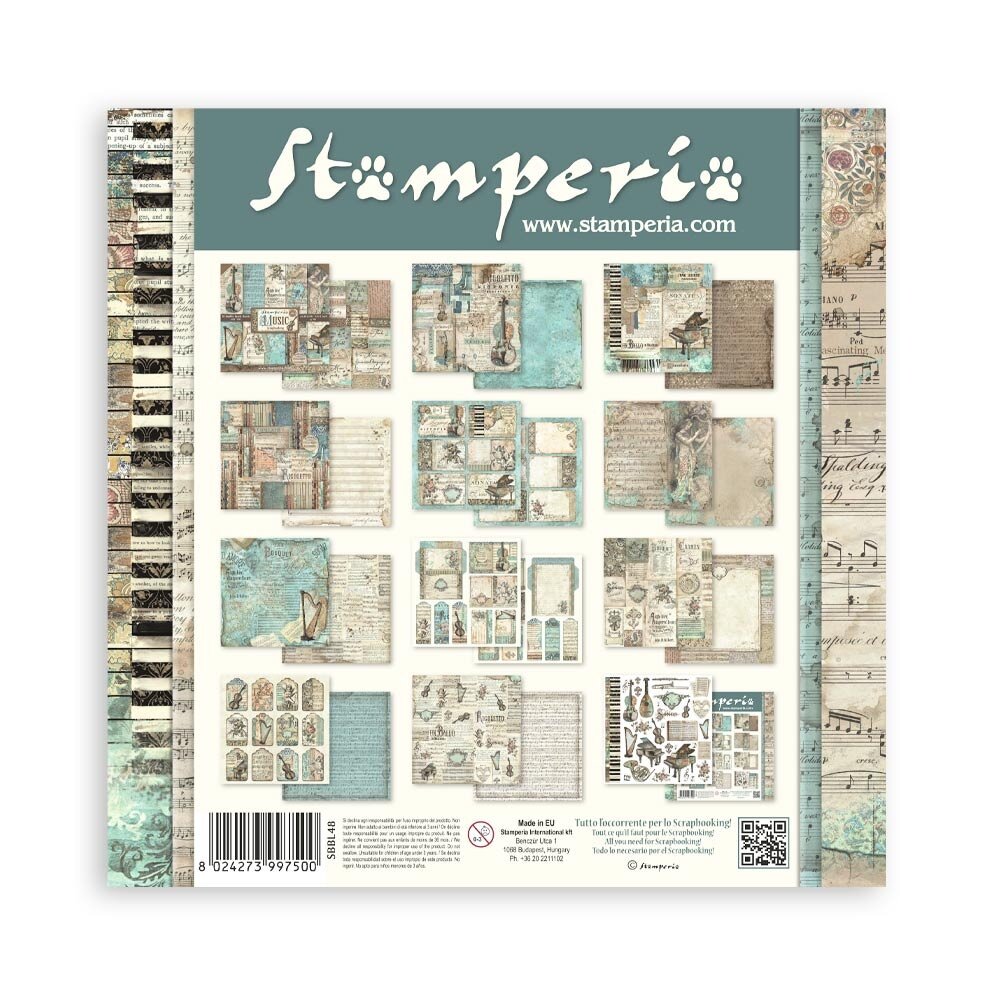 Stamperia Music 12x12 Inch Paper Pack (SBBL48) (DISCONTINUED) Stamperia Music 12x12 Inch Paper Pack (SBBL48) (DISCONTINUED)