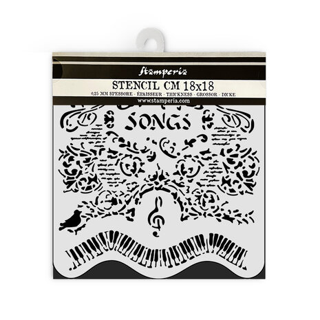 Stamperia Music Thick Stencil 18x18cm Songs And Piano (KSTDQ119) Stamperia Music Thick Stencil 18x18cm Songs And Piano (KSTDQ119)