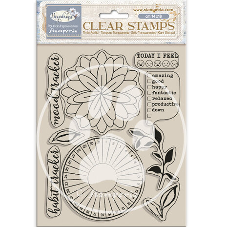Stamperia Create Happiness Dewdrops Clear Stamps Habit Tracker (WTK205) Stamperia Create Happiness Dewdrops Clear Stamps Habit Tracker (WTK205)