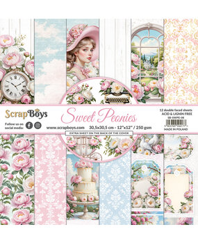 ScrapBoys Sweet Peonies 12x12 Inch Paper Pad (SB-SWPE-08)