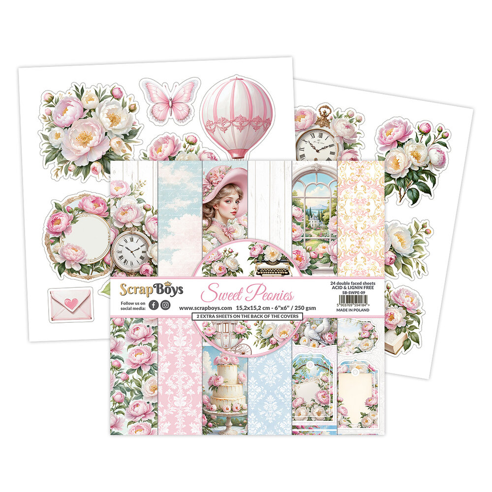 ScrapBoys Sweet Peonies 6x6 Inch Paper Pad (SB-SWPE-09) ScrapBoys Sweet Peonies 6x6 Inch Paper Pad (SB-SWPE-09)