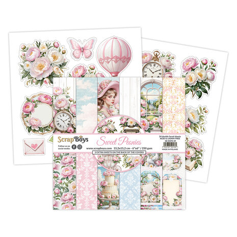 ScrapBoys Sweet Peonies 6x6 Inch Paper Pad (SB-SWPE-09) ScrapBoys Sweet Peonies 6x6 Inch Paper Pad (SB-SWPE-09)