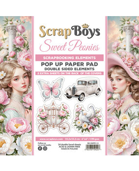 ScrapBoys Sweet Peonies 6x6 Inch Pop Up Paper Pad (SB-SWPE-11)